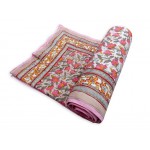 Double Bed Jaipuri Quilt / Razai Hand Block Printing Floral Design Size 90*108